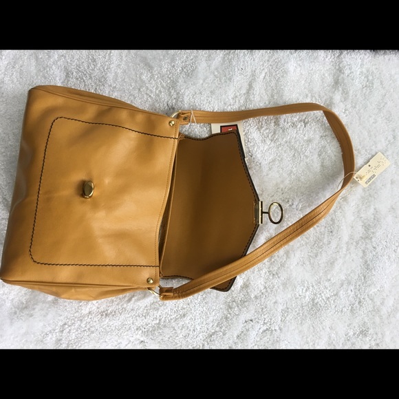 New MR LEATHER Yellow Leather Shoulder Handbag - Picture 8 of 8